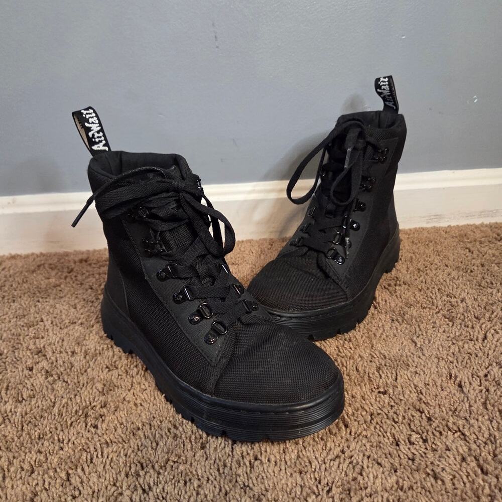 Dr Marten's combs W black moto boots lace up canvas grunge 8